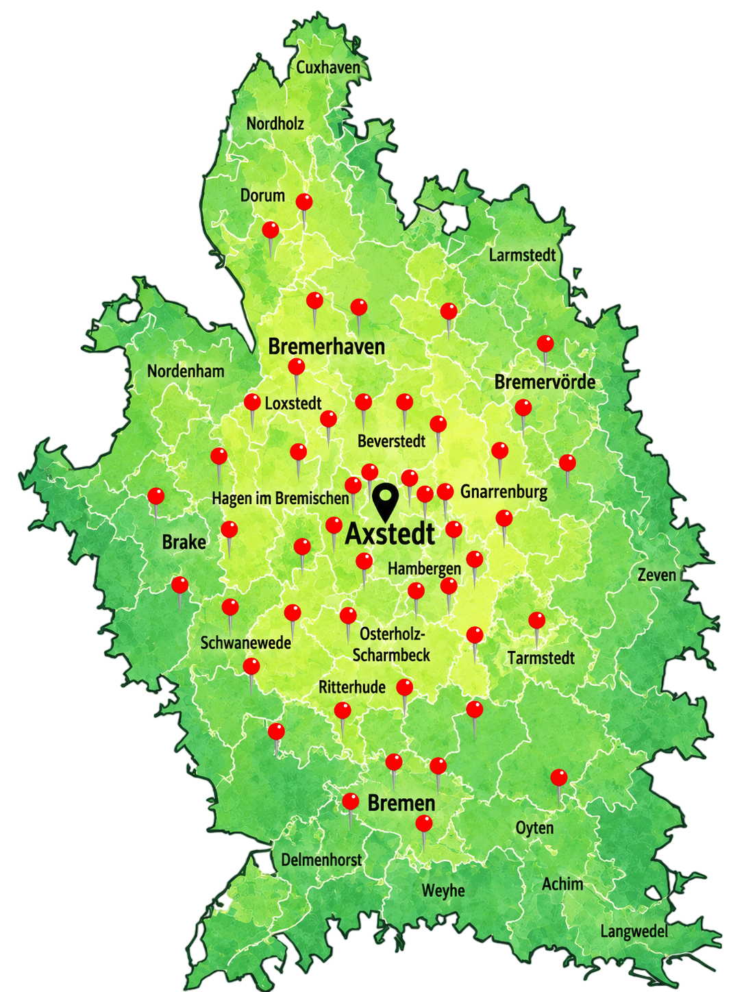 Einzugsgebiet Karte – Region Bremen, Bremerhaven, Axstedt